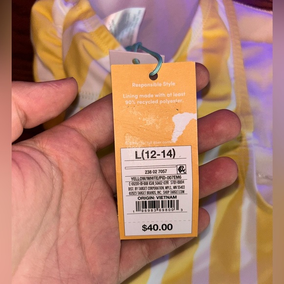 Kona Sol Striped Square Neck One Piece Swimsuit (Large) - Picture 3 of 7